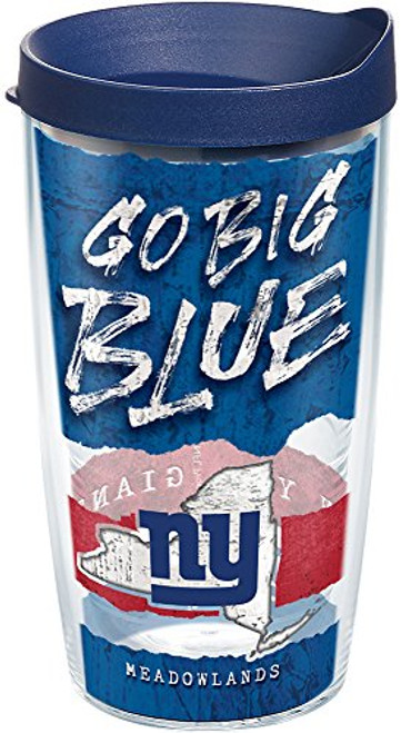 Tervis 1252098 NFL New York Giants NFL Statement Tumbler with Wrap and Navy Lid 16oz, Clear Tervis 1252098 NFL New York Giants NFL Statement Tumbler with Wrap and Navy Lid 16oz, Clear