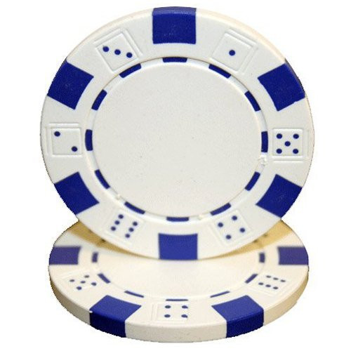 Brybelly 50 White Clay Composite Striped Dice 11.5 Gram Poker Chips