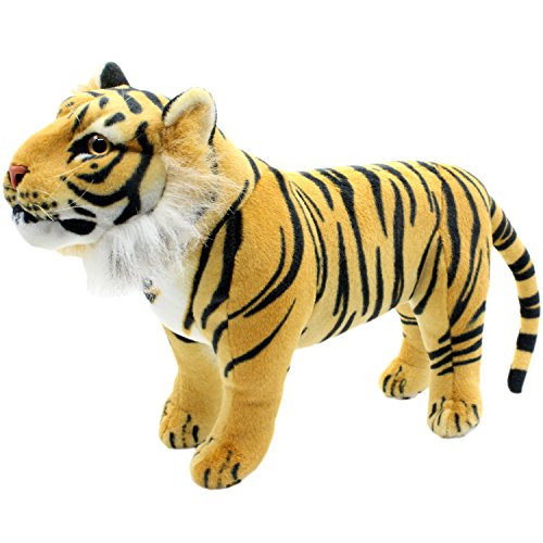 TAGLN Lifelike Stuffed Animals Toys Realistic Standing Tigers Plush and Home Decorations (Brown)