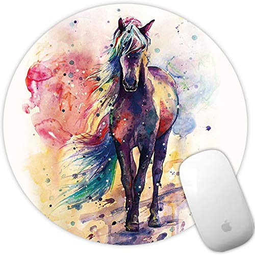 Marphe Mouse Pad Watercolor Horse Mousepad Non-Slip Rubber Gaming Mouse Pad Round Mouse Pads for Computers Laptop