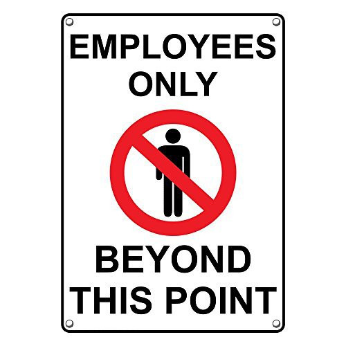 Weatherproof Plastic Vertical Employees Only Beyond This Point Sign with English Text and Symbol