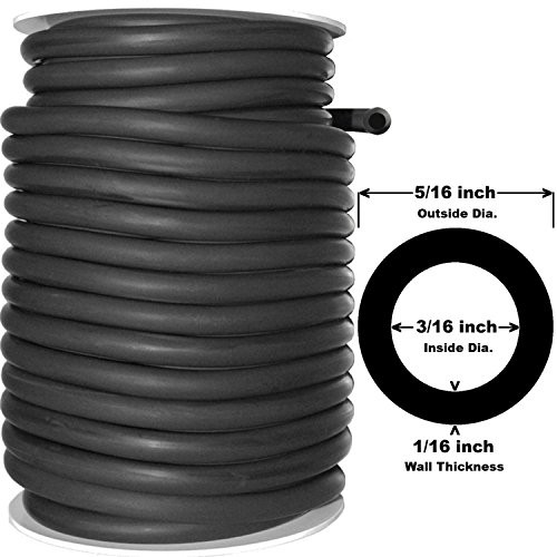 Spearit 50 Feet Black Rubber Latex Tubing 5/16" OD 3/16" ID (604B)