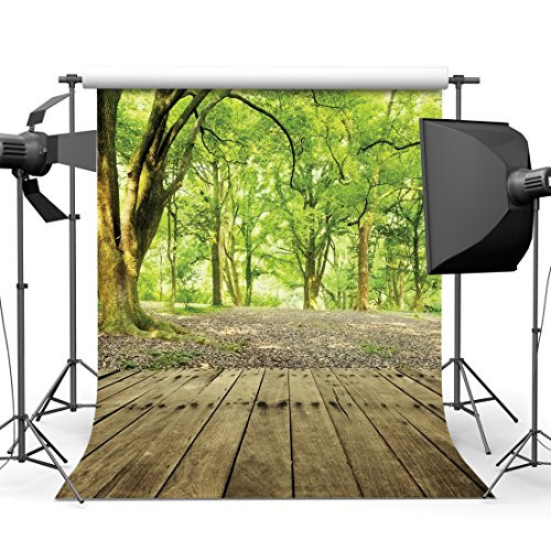 SJOLOON 10x10ft Nature Forest Photography Backdrop Wood Floor Photo Background Vinyl Studio Prop 9376