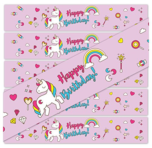 Unicorn Party Supplies Happy Birthday Water Bottle Labels, Set of 24 WATERPROOF Stickers, by PRODUCT80
