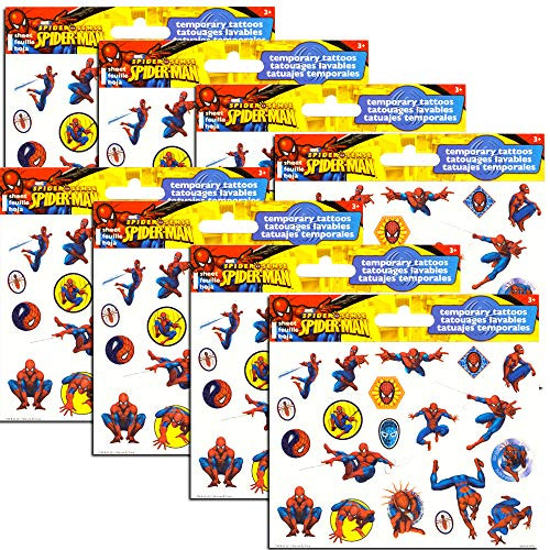 Marvel Spiderman Temporary Tattoos Party Favor Set (150 Spider-Man Temporary Tattoos)