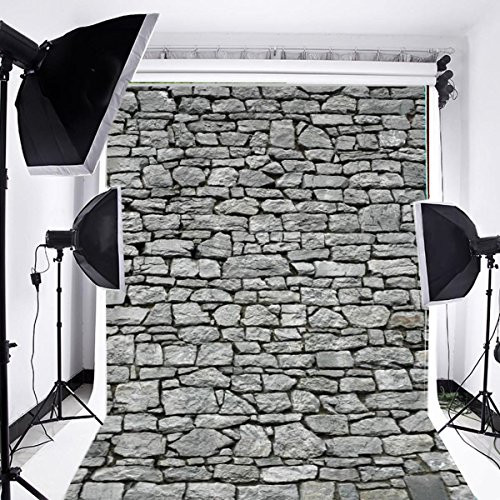 Laeacco Customizable 5x7ft Vinyl Photography Backdrop Rock Stone Brick Wall Theme Photo Shooting Home Decor Party Festival Scene 1.5(w) x2.2(h) m Background Photo Studio Props