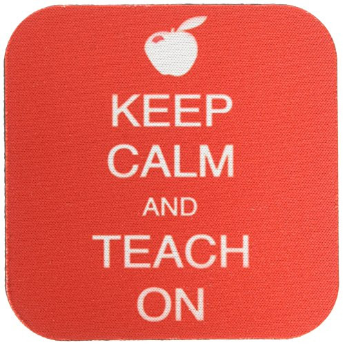 3dRose CST_128186_1 Keep Calm and Teach on Teachers Professors Soft Coasters, Set of 4