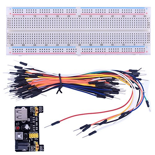 kuman for Arduino Starter Kits 830 MB-102 Tie Points Solderless Breadboard + 3.3V 5V Power Supply Module + 65pcs Jumper Cables K3