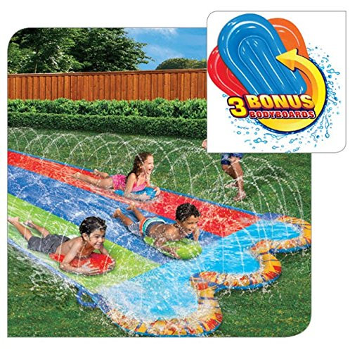 BANZAI Triple Racer Water Slide with 3 Bonus Body Boards