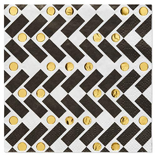 Papyrus Black & Gold Rush Beverage Napkin, 20-Count