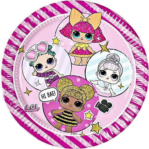 Procos 90855 L.O.L. L.O.L Party Plates Paper Pack of 8, Pink, Pink