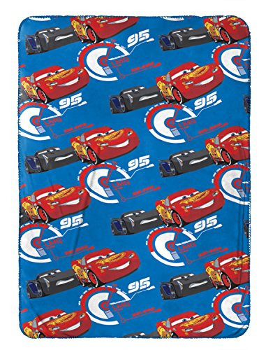 Disney/Pixar Cars 3 Top Speed Blue Plush 40" x 50" Travel Blanket with Lightning McQueen & Jackson Storm (Official Disney/Pixar Product)