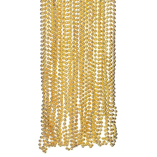 Fun Express Light Gold Plastic Metallic Bead Necklaces (4 Dozen)