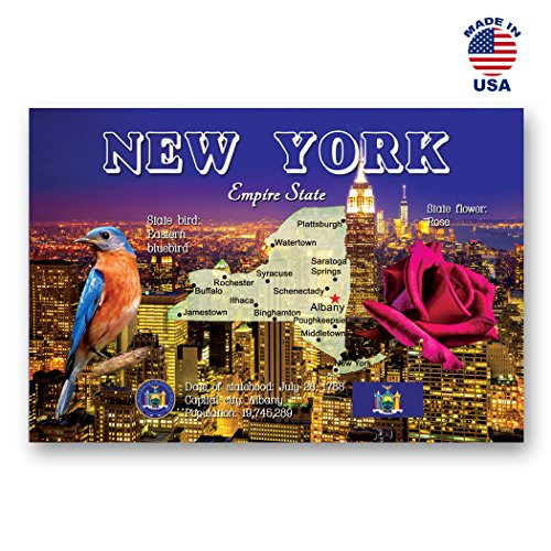 NEW YORK MAP postcard set of 20 identical postcards. WI state map post cards. Made in USA.