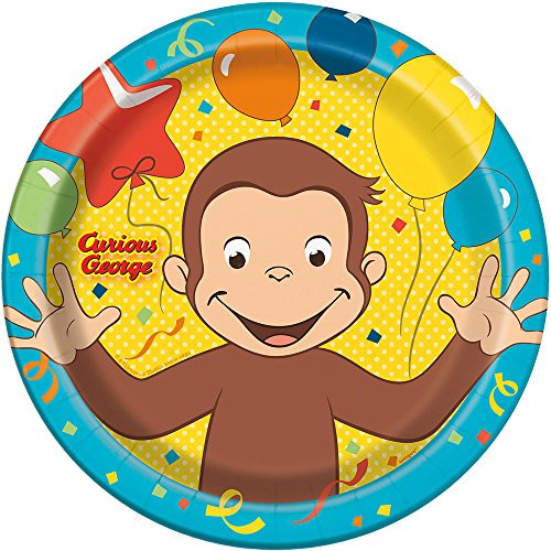 Curious George Round 9" Lunch Plates, 8 count Birthday Party Supplies 