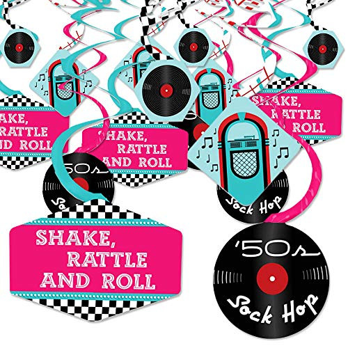 50's Sock Hop - 1950s Rock N Roll Party Hanging Decor - Party Decoration Swirls - Set of 40 50's Sock Hop - 1950s Rock N Roll Party Hanging Decor - Party Decoration Swirls - Set of 40