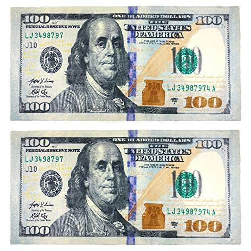 New 100 Dollar Bill Printed Beach Towel (106028) - 2 Pack Set