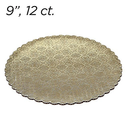 9" Gold Scalloped Edge Cake Boards, 12 ct