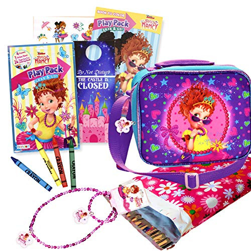 Fancy Nancy Soft Rectangular Insulated Lunch Bag Set - Bundle includes Fancy Nancy Play Pack and Fancy Nancy Necklace