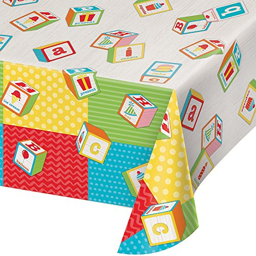 Creative Converting 329337 All Over Print Plastic Tablecover, ABC Birthday