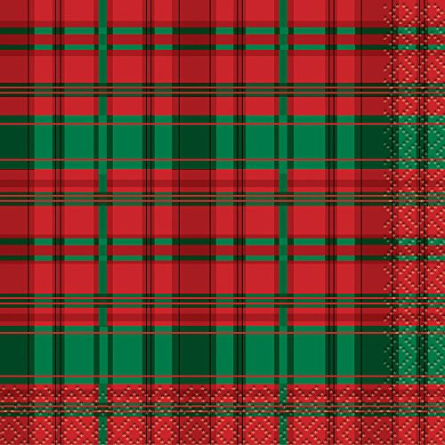 Poinsettia Plaid Holiday Beverage Napkins, 16ct