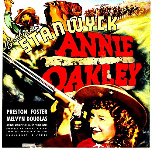 Posterazzi Annie Oakley Top: Moroni Olsen Bottom: Barbara Stanwyck On Jumbo Window Card 1935 Movie Masterprint Poster Print (14 x 11)