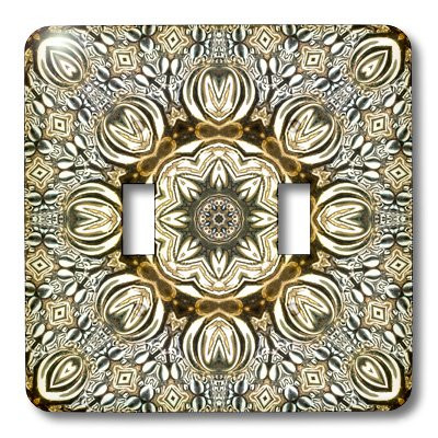 3dRose LLC lsp_41964_2 Rich Jewelry Elegant Gold Flower Plate Mandala, Double Toggle Switch