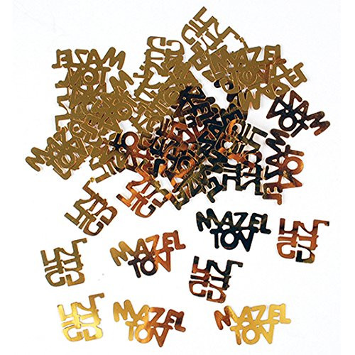 Gold Mazel Tov in Hebrew & English Confetti, Jewish Decorations for Wedding, Engagement, Bar Mitzvah, Bat Mitzvah Parties Gold Mazel Tov in Hebrew & English Confetti, Jewish Decorations for Wedding, Engagement, Bar Mitzvah, Bat Mitzvah Parties