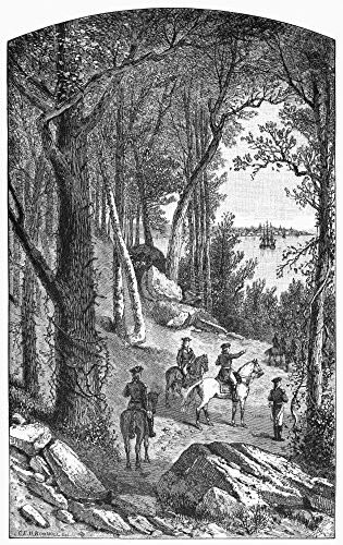 George Washington N(1732-1799) First President Of The United States Washington Surveying British-Occupied New York City From A Vantage Point Up The Hudson River During The American Revolution Engravin