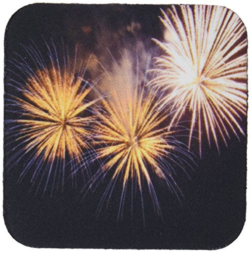 3dRose CST_46996_2 Fireworks Fireworks, Golden Fireworks, New Year, Party, Bonfire Night, Diwali, Divali Soft Coasters, Set of 8