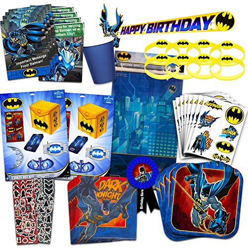 DC Comics Batman Party Supplies Ultimate Set -- Batman Party Favors, Birthday Party Decorations, Plates, Cups, Napkins, Invitations and More