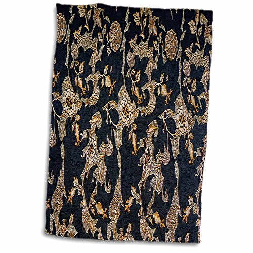 3D Rose Image of William Morris Navy Blue & Gold Pattern Hand Towel, 15" x 22", Multicolor 3D Rose Image of William Morris Navy Blue & Gold Pattern Hand Towel, 15" x 22", Multicolor