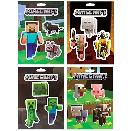 JINX Minecraft Sticker Party Pack (Steve Pets, Baby Animals, Mob Nether, Mob Caves), 17 Stickers