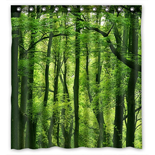 FMSHPON Beautiful Fresh Green Forest  Shower Curtain Bathroom Curtain 66 X72 Inches