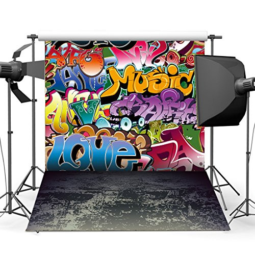 Dudaacvt Photography Backdrop, 10x10 ft Hip Hop Graffiti Style Backdrop Vintage Cement Floor Background Studio Props Q0121010