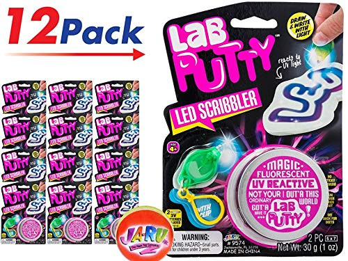 UV Led Lab Putty Scribbler & Bouncing (Pack of 12) by JA-RU | Reactive Sensitive Putty Painting with Light | Item #9574-12