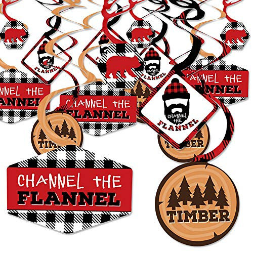 Lumberjack - Channel The Flannel - Buffalo Plaid Party Hanging Decor - Party Decoration Swirls - Set of 40 Lumberjack - Channel The Flannel - Buffalo Plaid Party Hanging Decor - Party Decoration Swirls - Set of 40