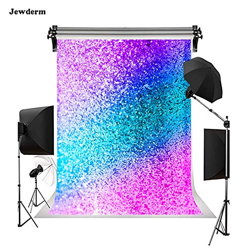 Jewderm Photography Backdrops 5x7ft Gradient Mermaid Glitter Sequin Photo Backgrounds Blue Purple Decoration Birthday Party Cake Table Baby Shower for Studio Props