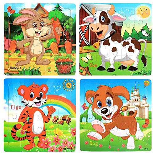 Wooden Jigsaw Puzzles Set for Kids Age 3-5 Year Old 20 Piece Animals Colorful Wooden Puzzles for Toddler Children Learning Educational Puzzles Toys for Boys and Girls (4 Puzzles) Wooden Jigsaw Puzzles Set for Kids Age 3-5 Year Old 20 Piece Animals Colorful Wooden Puzzles for Toddler Children Learning Educational Puzzles Toys for Boys and Girls (4 Puzzles)
