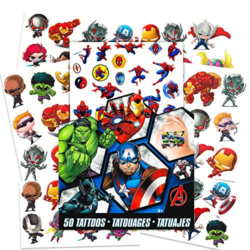 Marvel AVENGERS Temporary Tattoos - 50 Tattoos - Iron Man, Thor, Hulk, Captain America and more! by Savvi