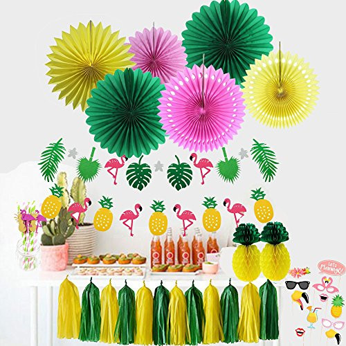 Summer Party Decoration Kit Paper Fans Tropical Party Flamingos and Pineapples Banners Tassel Garlands Hawaiian Luau Beach Supplies Sorive 45 Piece Summer Party Decoration Kit Paper Fans Tropical Party Flamingos and Pineapples Banners Tassel Garlands Hawaiian Luau Beach Supplies Sorive 45 Piece