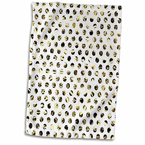 3D Rose Faux Gold Effect Polka Dots On White Background-Not Metallic Hand Towel 15" x 22" Multicolor 3D Rose Faux Gold Effect Polka Dots On White Background-Not Metallic Hand Towel 15" x 22" Multicolor
