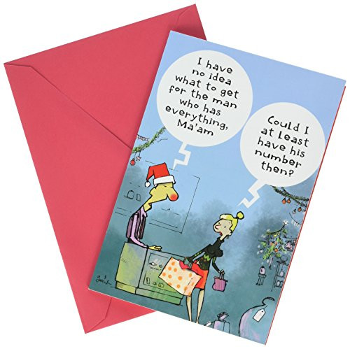 1257 'Man Who Has Everything' - Funny Merry Christmas Greeting Card with 5" x 7" Envelope by NobleWorks
