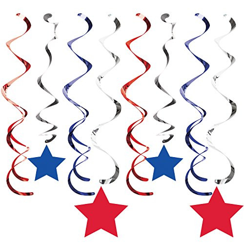 Creative Converting 328328 Patriotic Dizzy Danglers, Multicolor