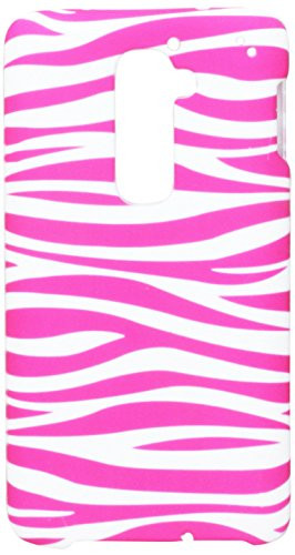 Eagle Cell Rubberized Image Protector Case for LG Optimus G2 - Retail Packaging - Pink/White Zebra