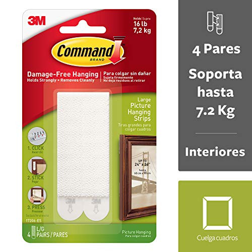 Command Picture Hanging Strips, Holds 16 lbs, Large, White (17206-ES)