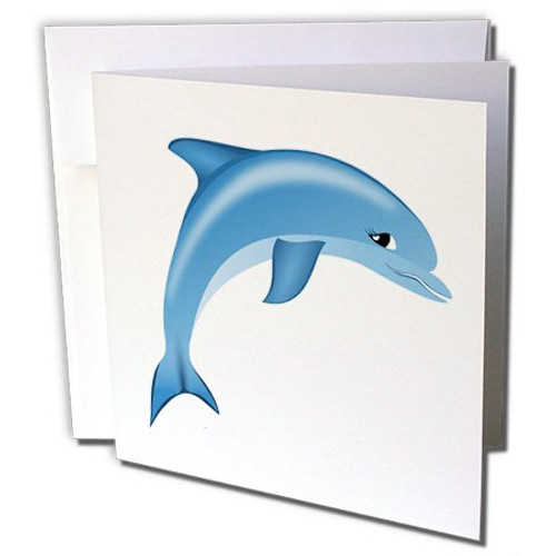 3dRose Illustration of Blue Dolphin Sea Life - Greeting Card, 6" x 6", Single (gc_240654_5)