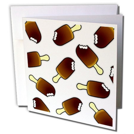 3dRose Cute Ice Cream Bar Print Chocolate On White Greeting Cards, 6" x 6", Set of 12 (gc_43160_2)