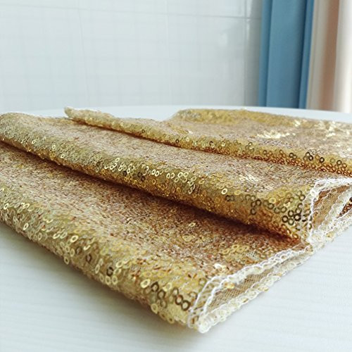 San Tungus Gold Christmas Holiday Rectangle Sequin Table Runner(12x72-Inch)