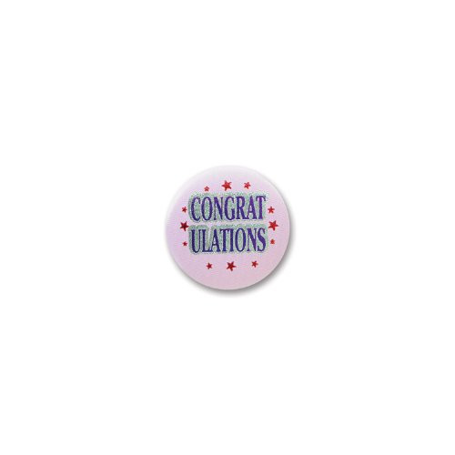 Beistle BN003 Congratulations Satin Buttons, 2-Inch, 6-Pack